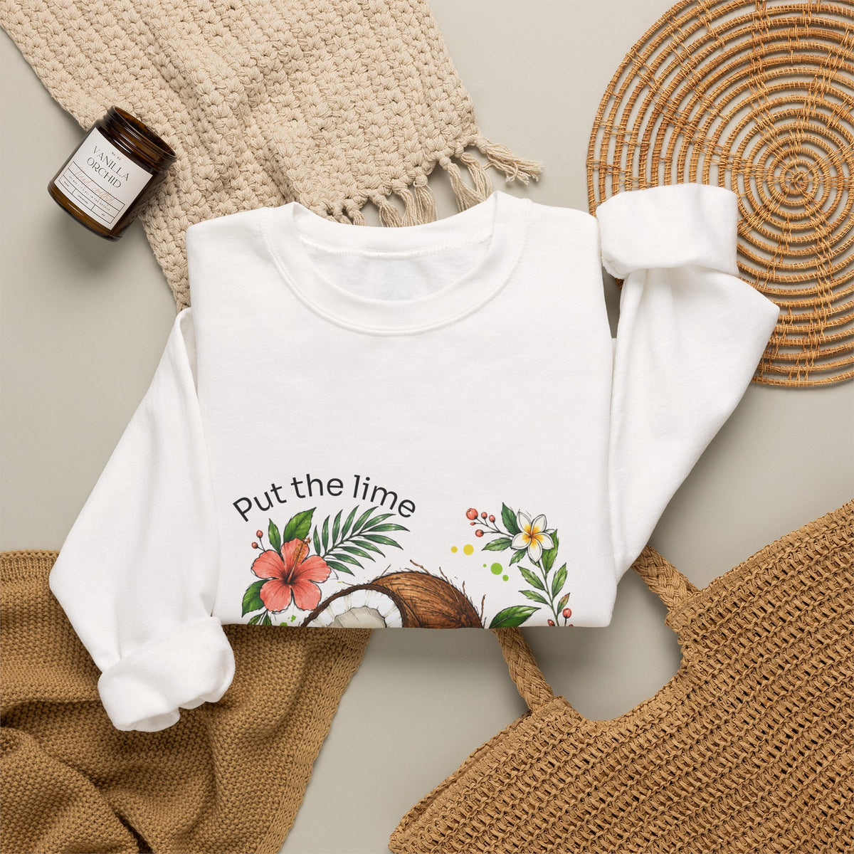 Put the Lime in the Coconut Tropical Floral Crewneck Sweatshirt