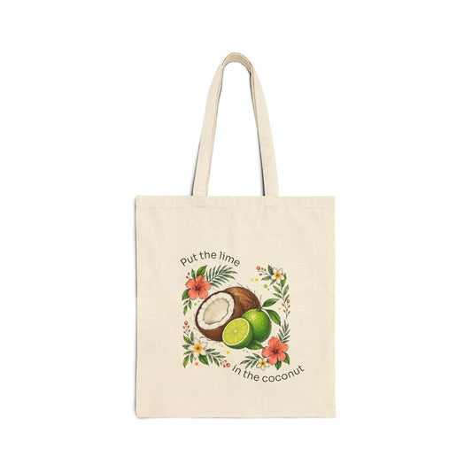 Put the Lime in the Coconut Tropical Canvas Tote Bag
