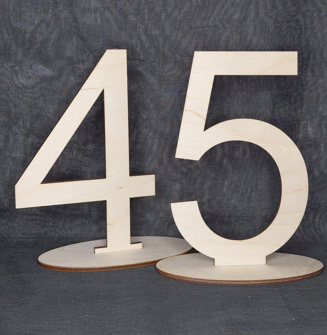 Unfinished Wooden Table Number Blank Sign with Stands.
