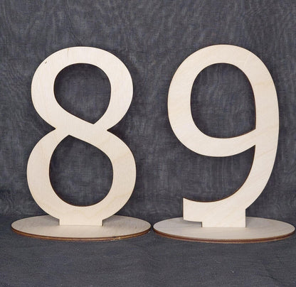 Unfinished Wooden Table Number Blank Sign with Stands.