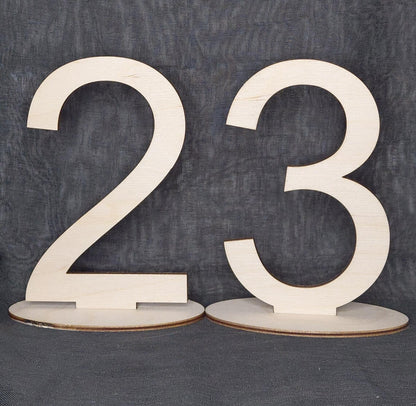 Unfinished Wooden Table Number Blank Sign with Stands.