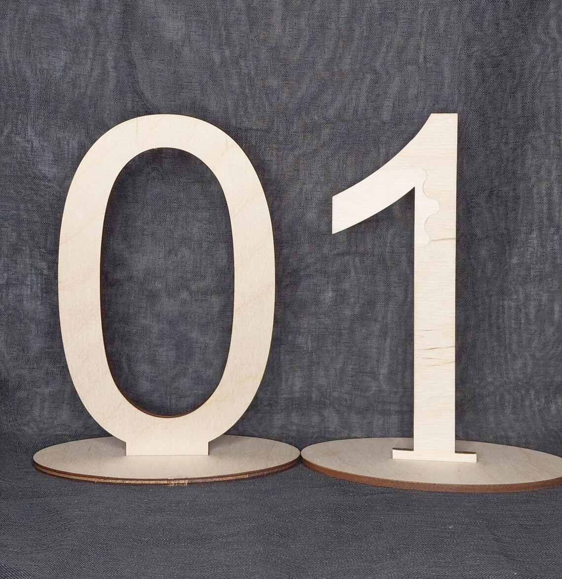 Unfinished Wooden Table Number Blank Sign with Stands.