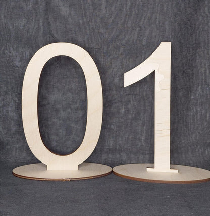 Unfinished Wooden Table Number Blank Sign with Stands.