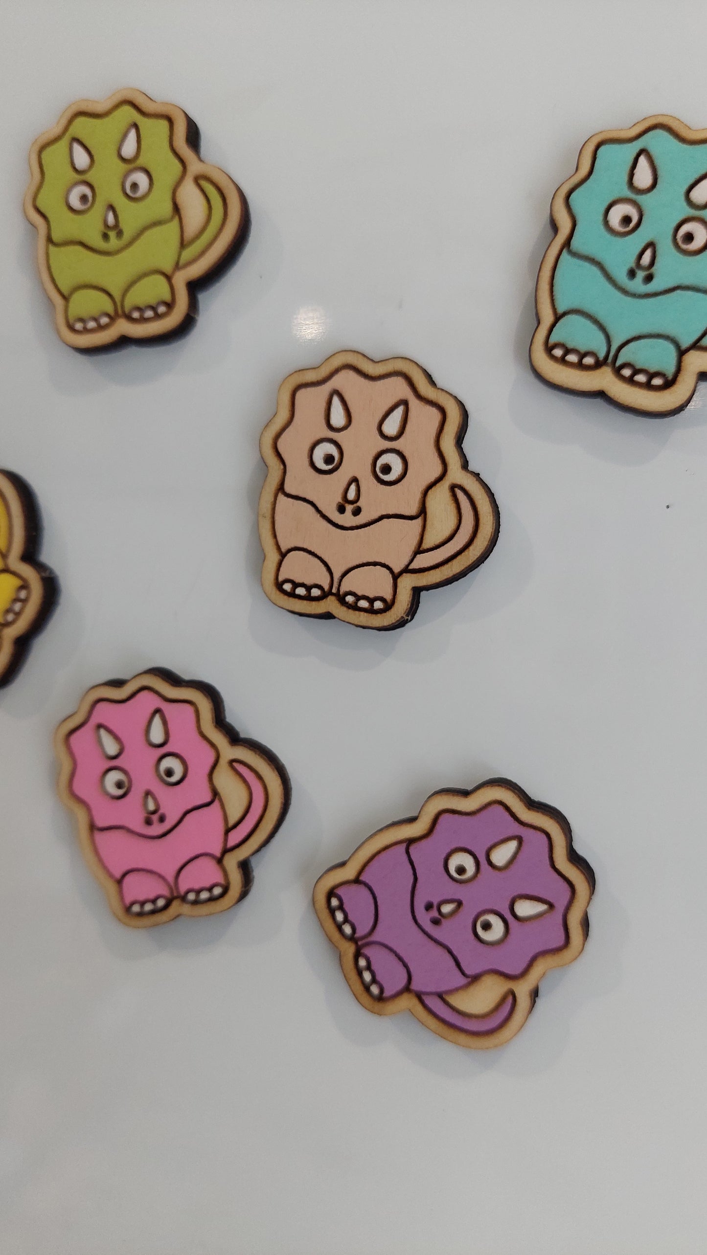 Cute Wooden Dinosaur Fridge Magnets | Set of 6 Colorful Dino Decor | handcrafted wooden dino magnets| Handmade Gift