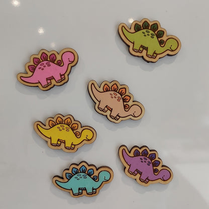 Cute Wooden Dinosaur Fridge Magnets | Set of 6 Colorful Dino Decor | handcrafted wooden dino magnets| Handmade Gift