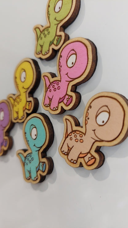 Cute Wooden Dinosaur Fridge Magnets | Set of 6 Colorful Dino Decor | handcrafted wooden dino magnets| Handmade Gift