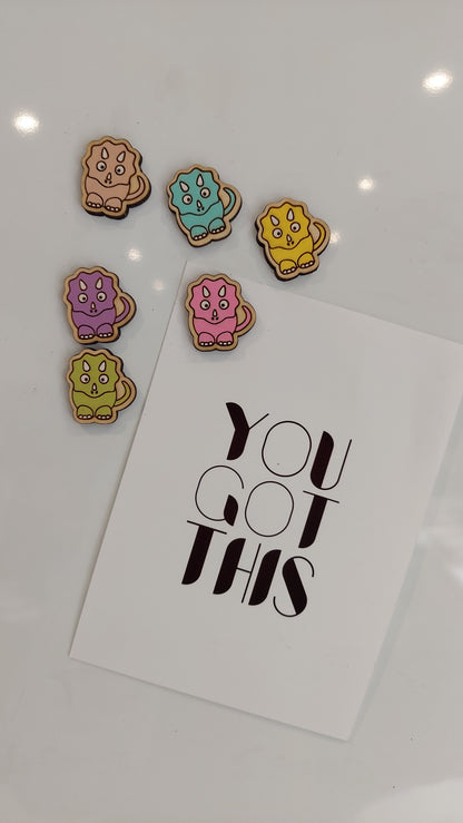 Cute Wooden Dinosaur Fridge Magnets | Set of 6 Colorful Dino Decor | handcrafted wooden dino magnets| Handmade Gift