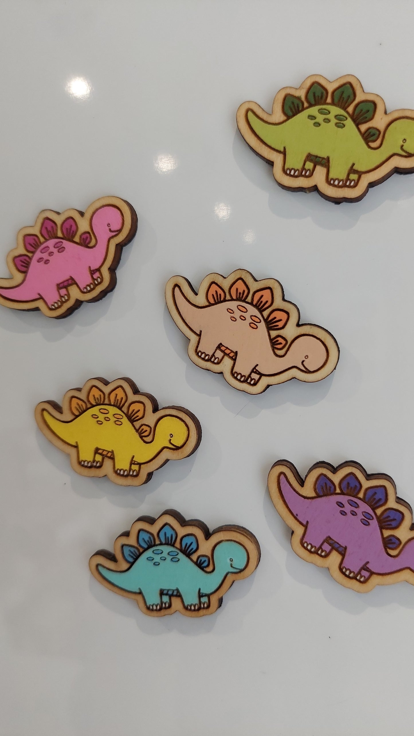 Cute Wooden Dinosaur Fridge Magnets | Set of 6 Colorful Dino Decor | handcrafted wooden dino magnets| Handmade Gift
