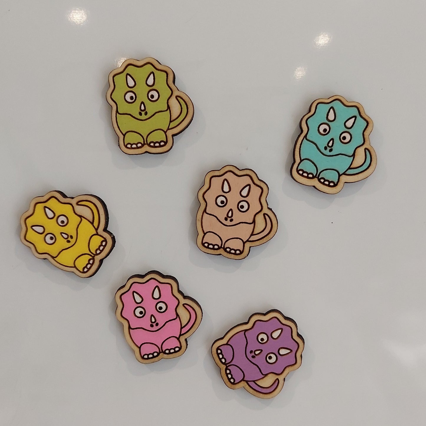Cute Wooden Dinosaur Fridge Magnets | Set of 6 Colorful Dino Decor | handcrafted wooden dino magnets| Handmade Gift