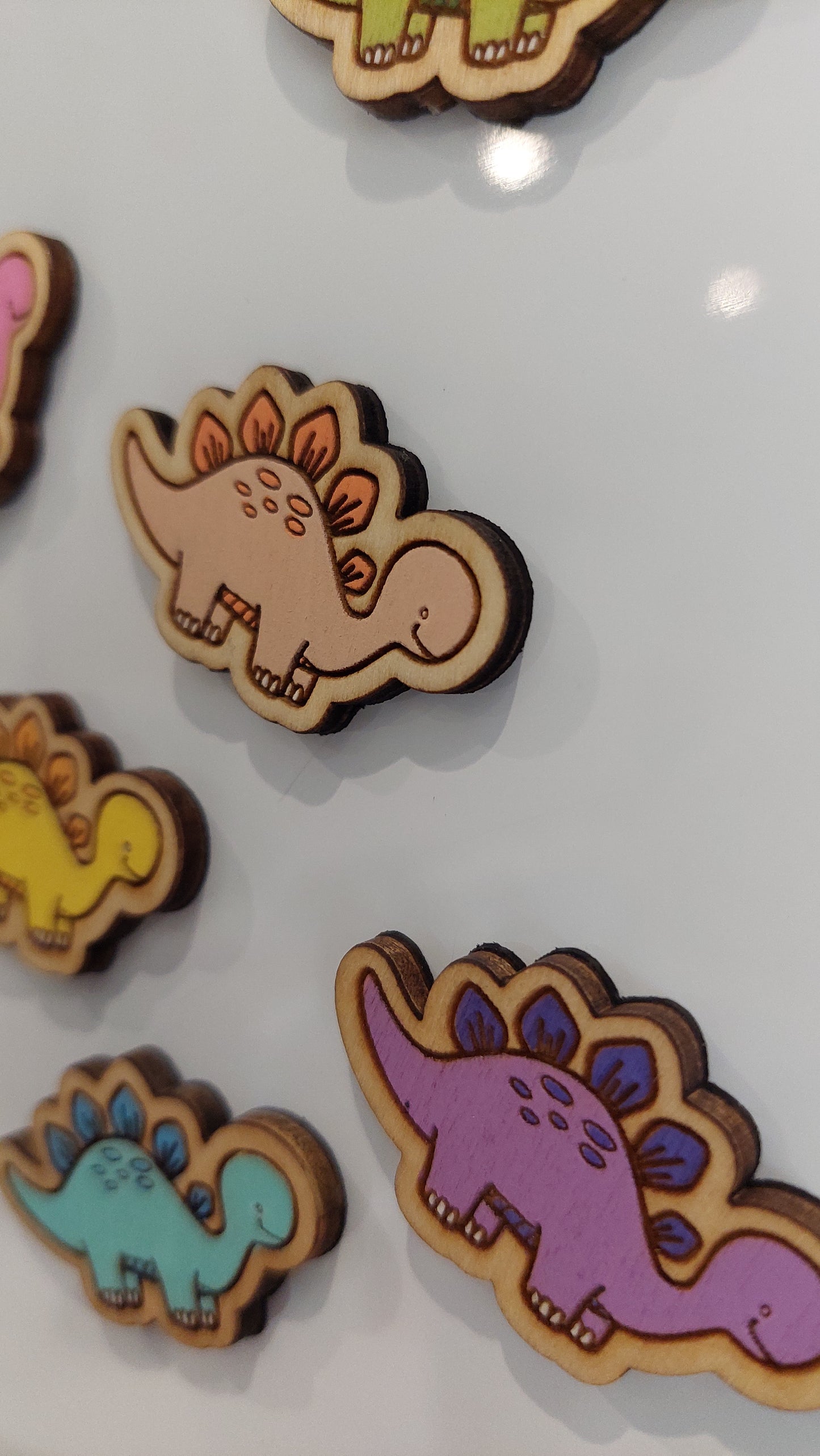 Cute Wooden Dinosaur Fridge Magnets | Set of 6 Colorful Dino Decor | handcrafted wooden dino magnets| Handmade Gift
