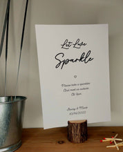 Load image into Gallery viewer, Personalised sparkler send off sign, sparkler send off, sparkler sign, wedding sign, reception sign, Mr &amp; Mrs, Mr and Mr*FRAME NOT included*
