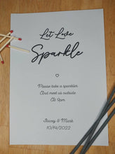 Load image into Gallery viewer, Personalised sparkler send off sign, sparkler send off, sparkler sign, wedding sign, reception sign, Mr &amp; Mrs, Mr and Mr*FRAME NOT included*
