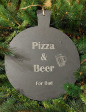 Load image into Gallery viewer, Personalised Slate Pizza Serving Board, Pizzeria Pizza Board Display, Engraved Laser UK, Birthday, Christmas, Wedding, Housewarming Gift.
