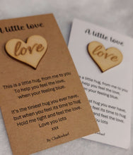 Load image into Gallery viewer, Little love token, wallet love, Pocket love token gift, thinking of you, miss you gift, i love you, pick me up token, Little Wooden token.
