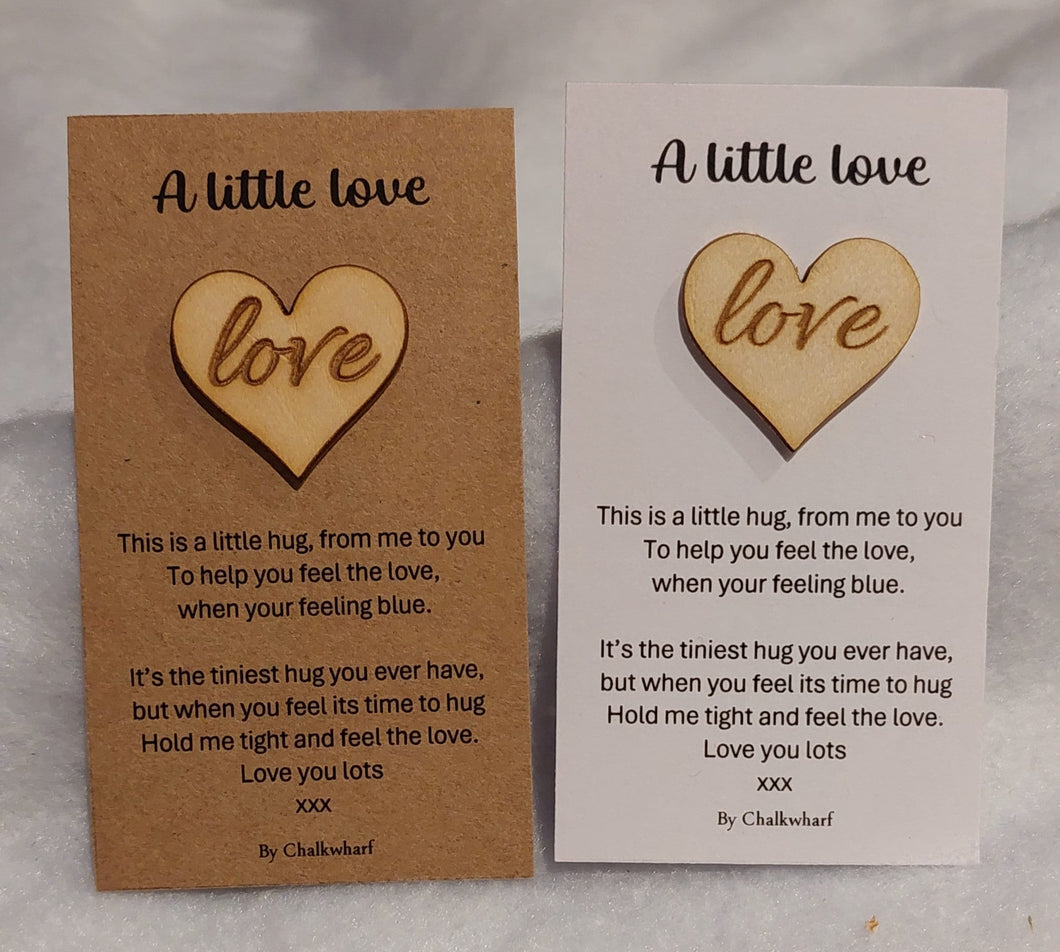 Little love token, wallet love, Pocket love token gift, thinking of you, miss you gift, i love you, pick me up token, Little Wooden token.