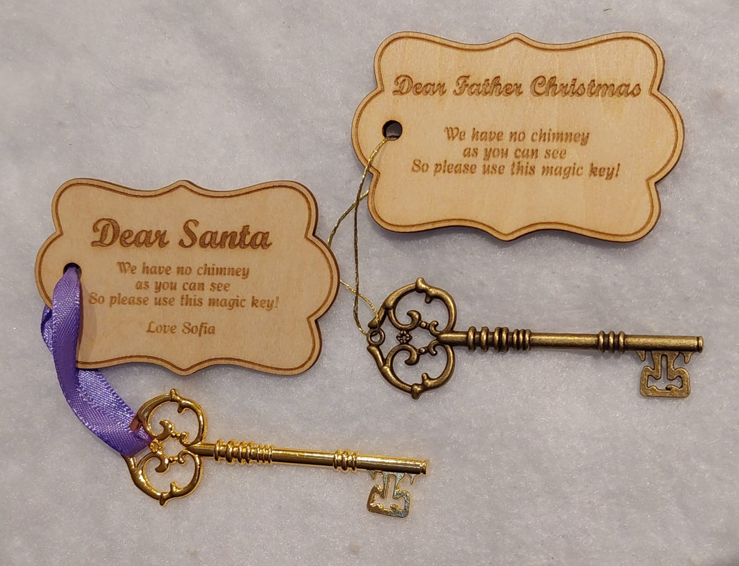 Personalised Christmas Eve Santa Key, For Christmas Tree, Christmas Eves box, Xmas Decoration, Magical Key, Name for children box, keepsake.